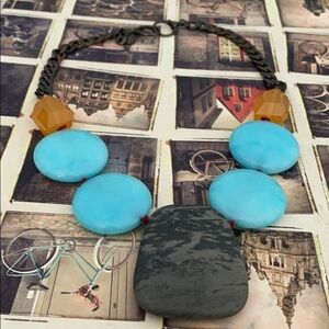 Fossil art To Wear Statement blue stone chain amazing necklace